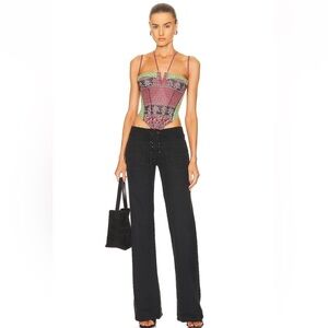 NWT EB Denim Low Rise Lace Up Wide Leg Jeans in Fox Black